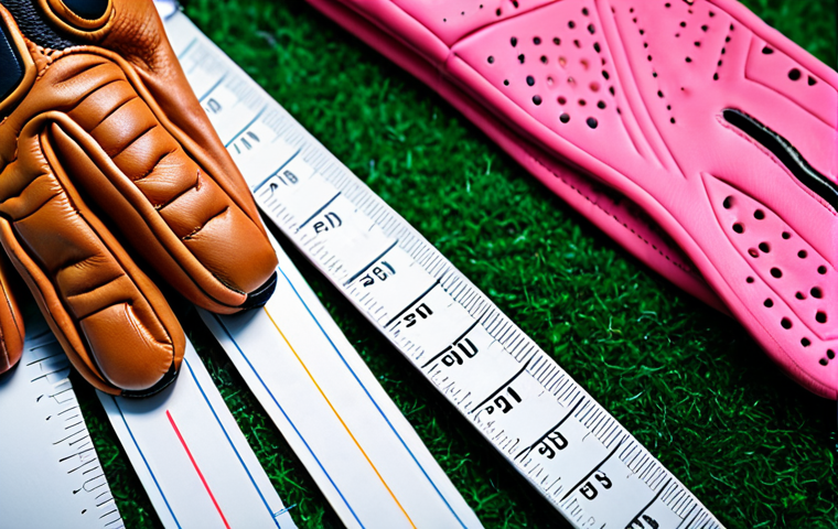 **
Close-up of various golf gloves (leather, synthetic, hybrid) showcasing the different materials and textures. Focus on the craftsmanship and details, highlighting the differences in appearance and feel. Include a measuring tape partially visible to represent sizing.
**