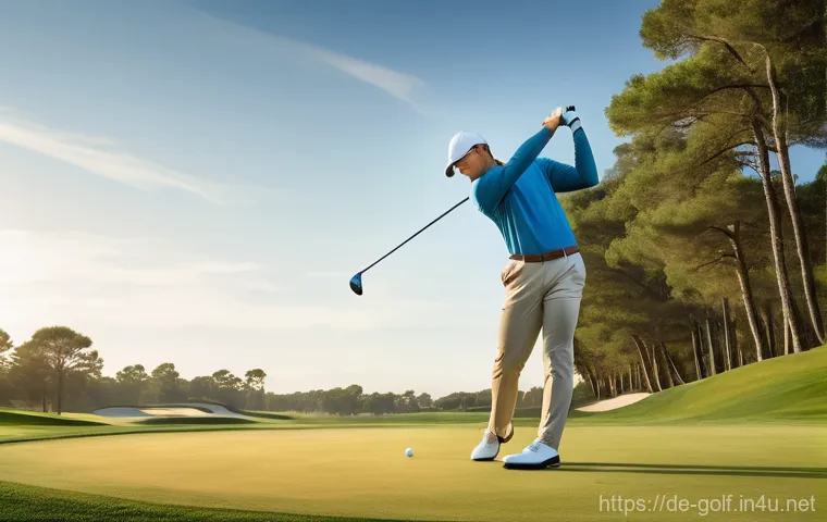 골프에서 중요한 멘탈 관리 팁 - **Positive Self-Talk and Visualization on the Golf Course:**
    A male or female golfer, approximat...