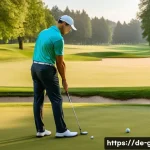 초보자를 위한 골프룰 이해하기 - A serene golf course scene in early morning light in Germany, featuring well-maintained fairways and...
